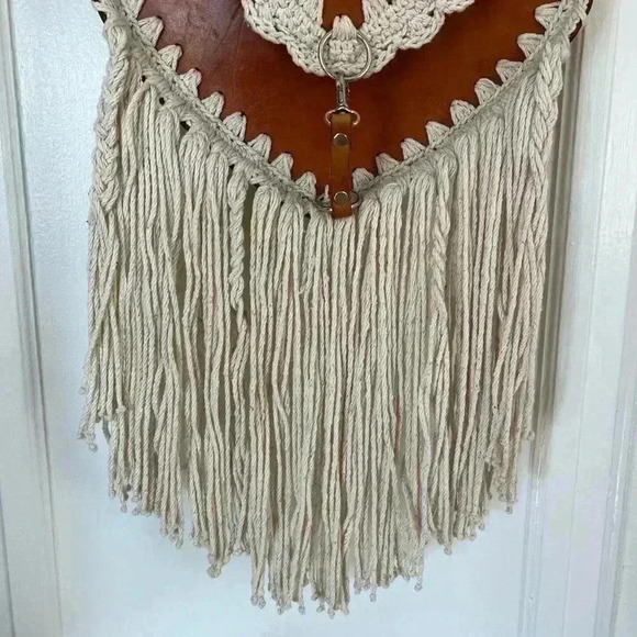NEW Heart-Shaped Leather bag with macrame from Mexico - Picture 4 of 11